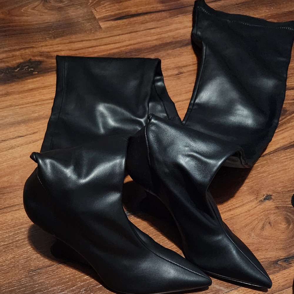 Yoox Black Stretchy Over The Knee Boots